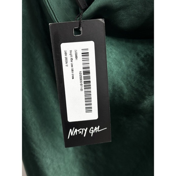 Nasty‎ Gal Green Satin Slip Dress Cowl Neck Mini Size 8  0322 - Picture 4 of 7
